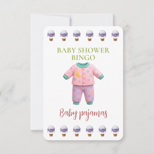 Baby Shower Bingo Card, Funny Game- Baby pajamas (Frente)