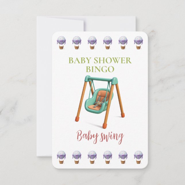 Baby Shower Bingo Card, Funny Game- Baby swing (Frente)