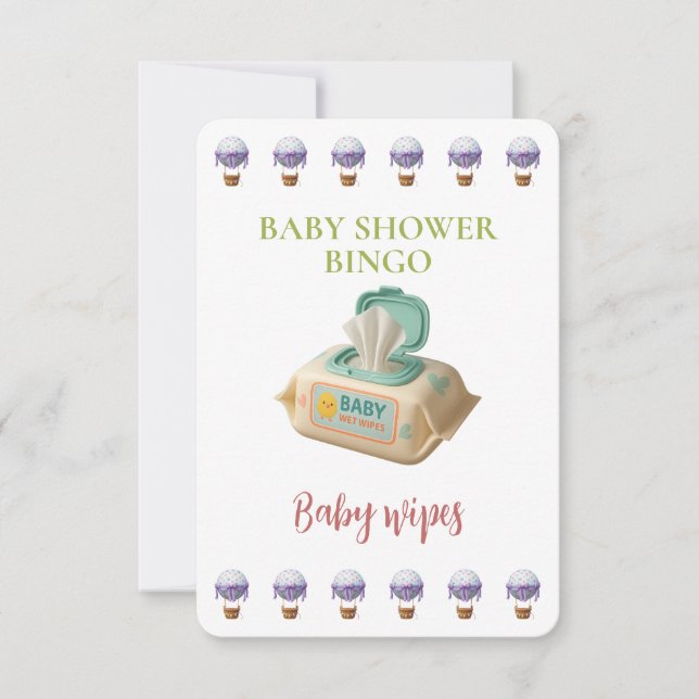 Baby Shower Bingo Card, Funny Game- Baby Wipes (Frente)