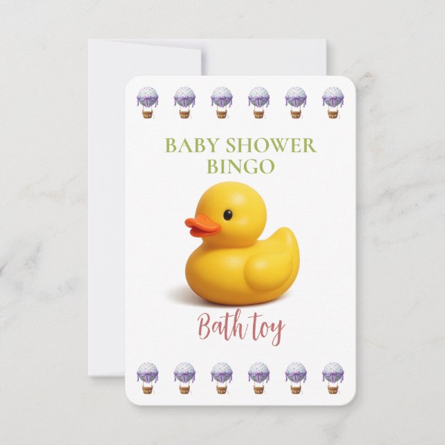 Baby Shower Bingo Card, Funny Game- Bath toy (Frente)