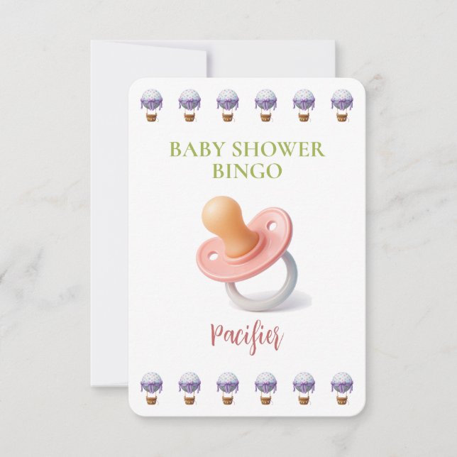 Baby Shower Bingo Card, Funny Game- Pacifier (Frente)
