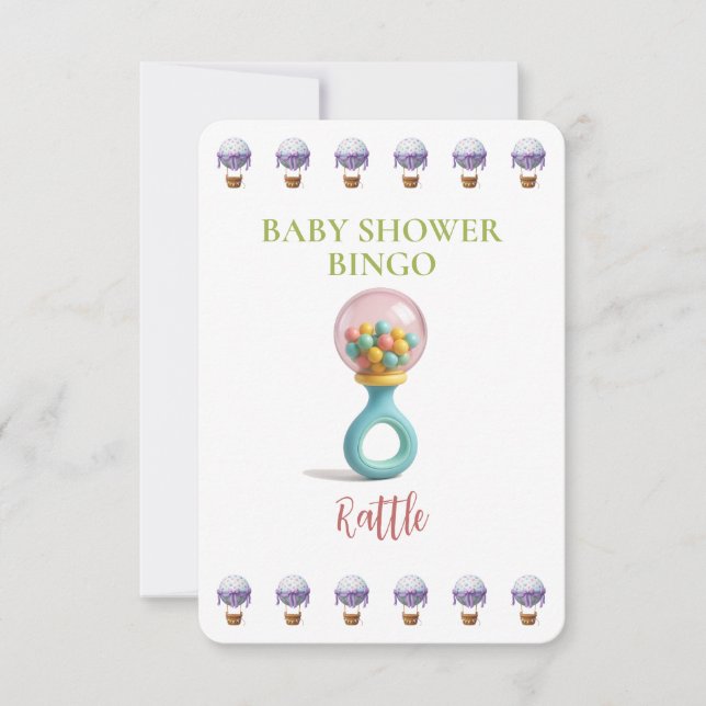 Baby Shower Bingo Card, Funny Game- Rattle (Frente)