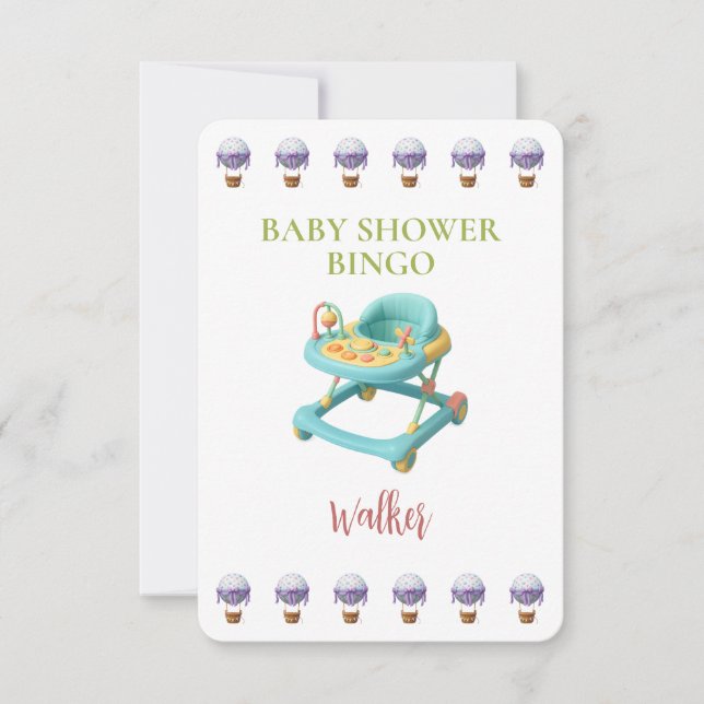 Baby Shower Bingo Card, Funny Game- Walker (Frente)