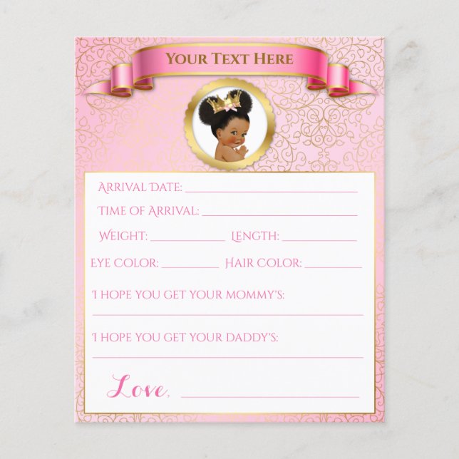 Baby Shower Games Pink Gold African American (Frente)