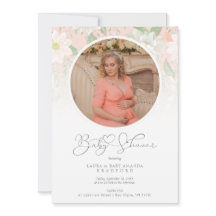 Baby Shower Peach Floral Botanical Photo