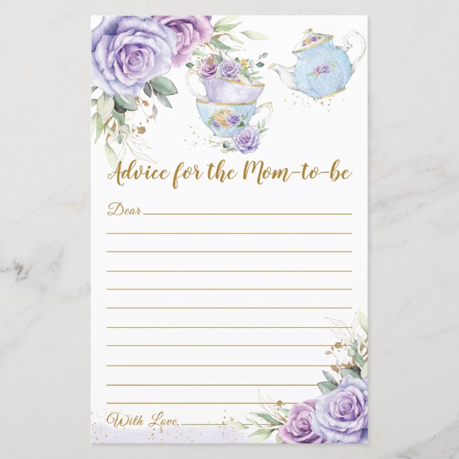 Baby Shower Tea Party Advice for the Mom to Be  (Frente)