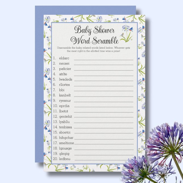 Baby Shower Word Scramble  Lily with Bluebird (Criador carregado)