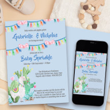 Baby Sprinkle Blue Llama Convite para Chá de frald