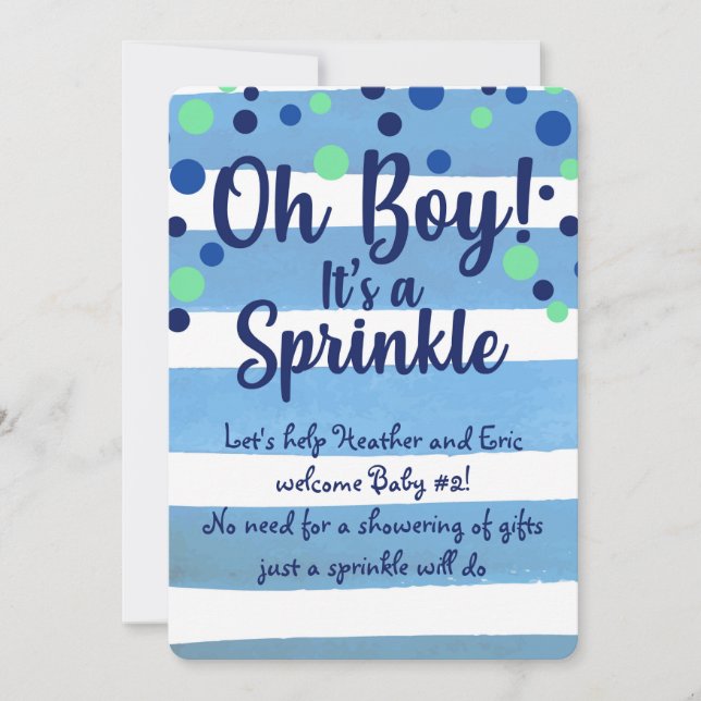 Baby Sprinkle - Convite para Baby Boy (Frente)