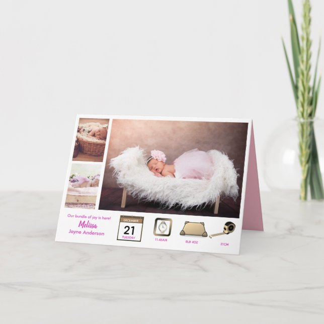 Baby STATS GAROTAS NASCIMENTO ANÚNCIO FOTO COLAGEM (Frente)