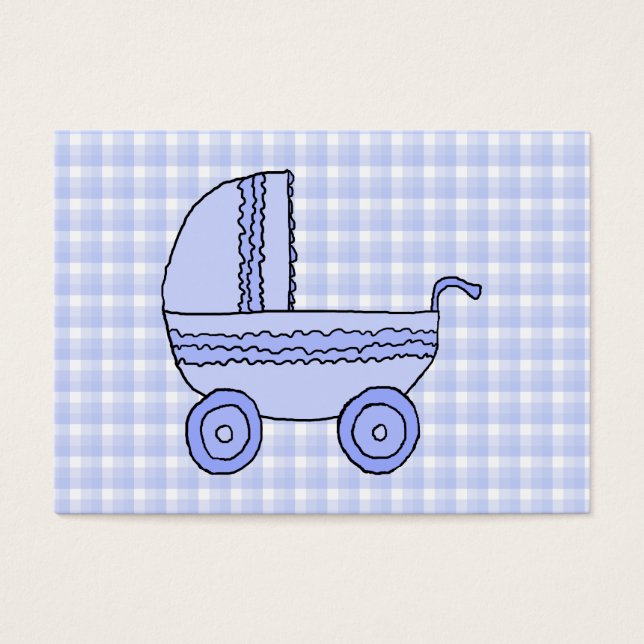 Baby Stroller. Padrão de verificação azul claro. (Frente)