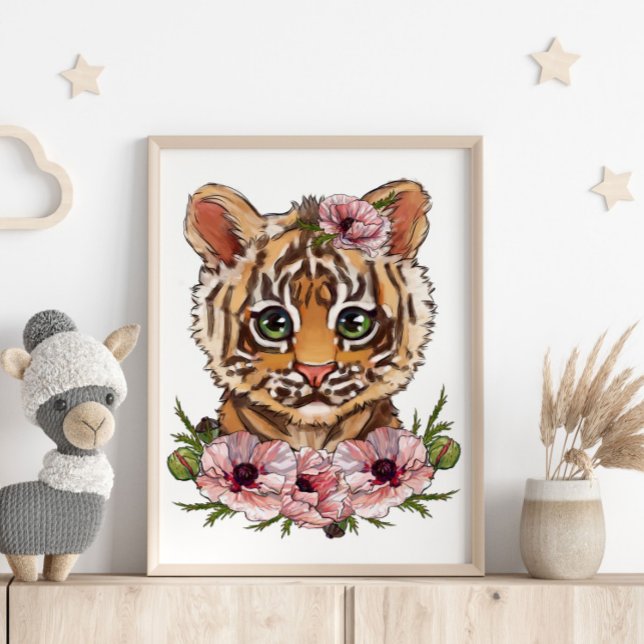 Baby Tiger Rosa Animal Poster | Tigre de Arte (Criador carregado)