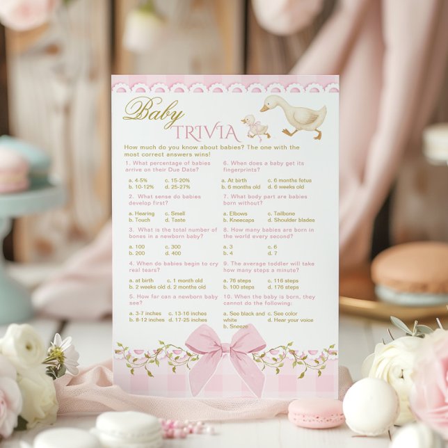 Baby Trivia Silly Goose Pink Gingham Baby Shower (Criador carregado)