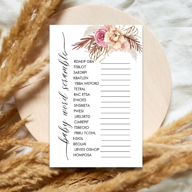 Baby Word Scramble Boho Dusty Rosa Floral (Criador carregado)