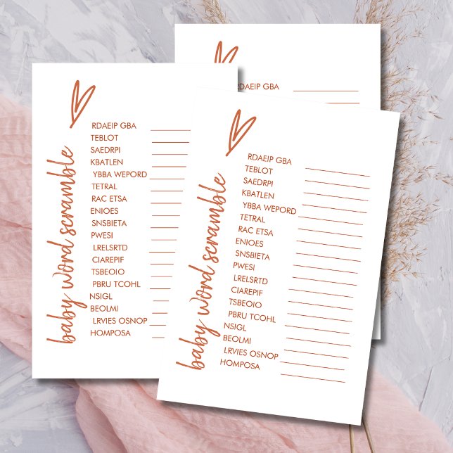 Baby Word Scramble Boho Heart Minimal Terracotta (Criador carregado)
