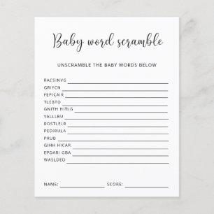 Baby Word Scramble Jogo Chá de fraldas