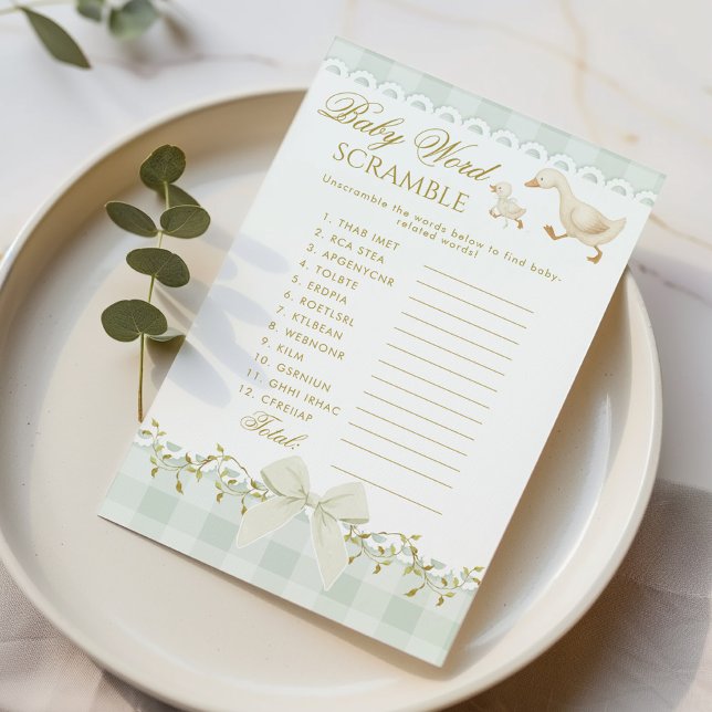 Baby Word Scramble Silly Goose Sage Baby Shower (Criador carregado)