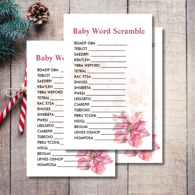 Baby Word Scramble Snow flake poinsettia rosa (Criador carregado)