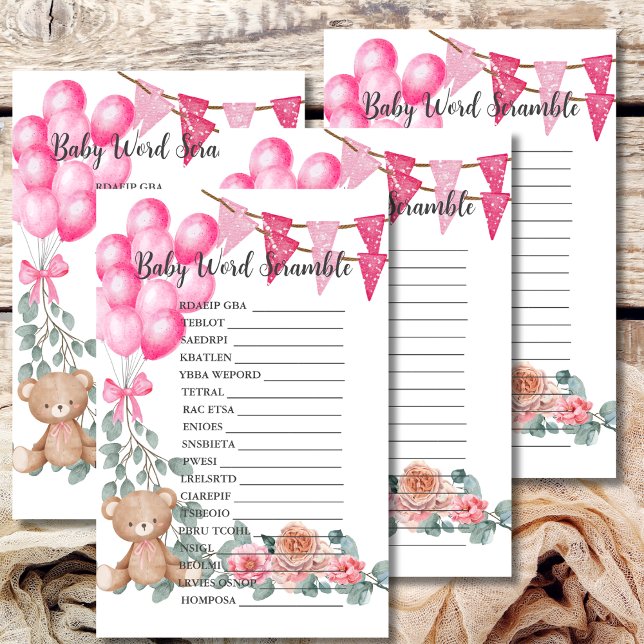 Baby Word Scramble Sweet Girl Balloon Eucalyptus (Criador carregado)