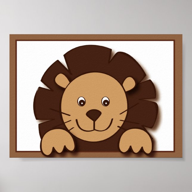 Baby Zoo Lion Selgle Wall Art Impressão 5X7 (Frente)