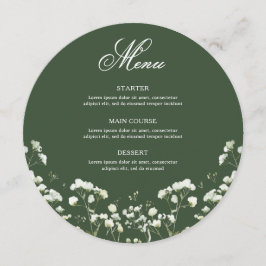 Baby's Breath on Sage Green Round Menu