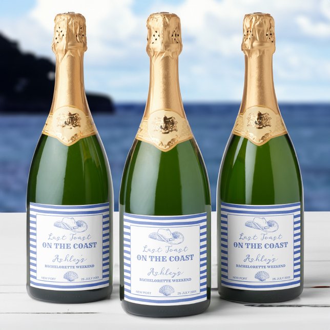 Bachelorette de Cowgirl Costeira, no litoral passa (Coastal Cowgirl Bachelorette last toast on the coast champagne bottle Labels bachelorette favors)