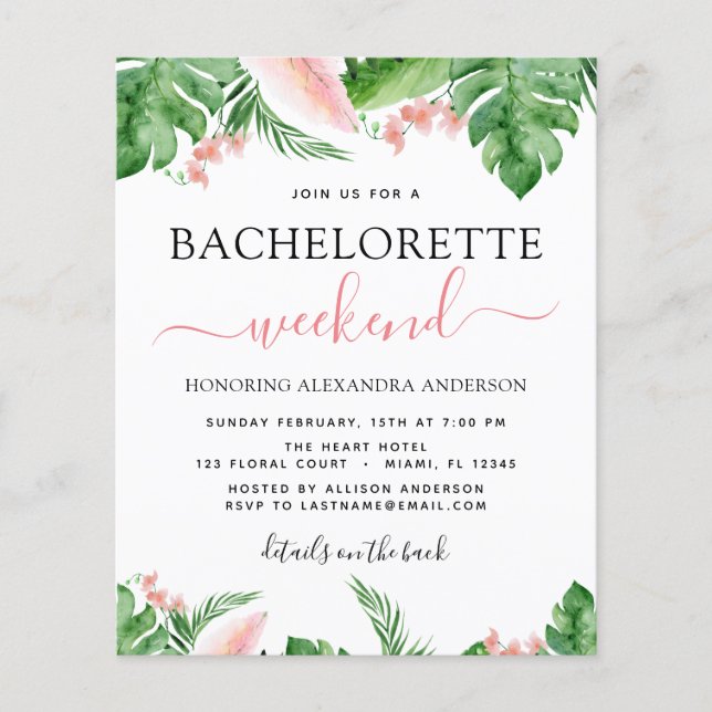 Bachelorette de Orçamento Fim de Semana Itinerário (Frente)