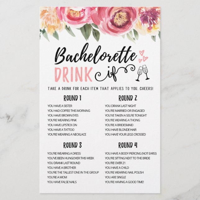 Bachelorette IF personalizado, jogo do Hen Party (Frente)