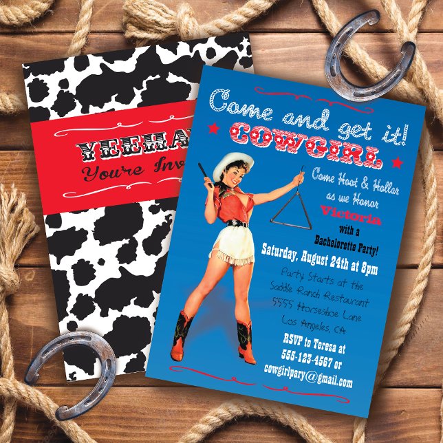 Bachelorette Ocidental de Cowgirl / Convite para F (Criador carregado)