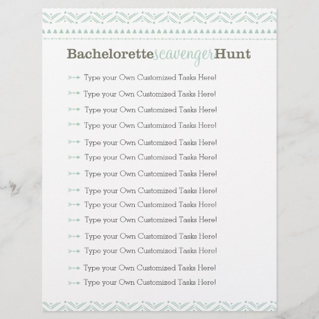 Bachelorette Scavenger Hunt Game Blue Tribal (Frente)