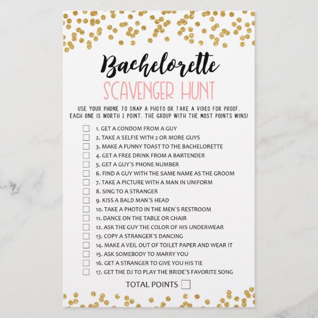 Bachelorette Scavenger Hunt Hen Party (Frente)