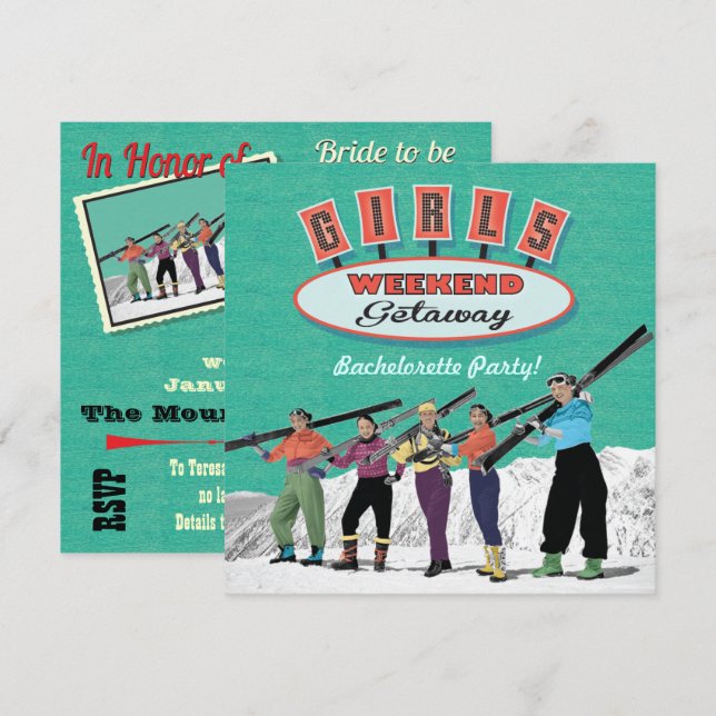 Bachelorette Weekend - Convites de festas de fuga (Frente/Verso)