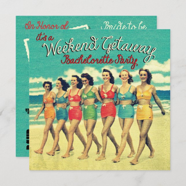 Bachelorette Weekend - Convites de festas de fuga (Frente/Verso)