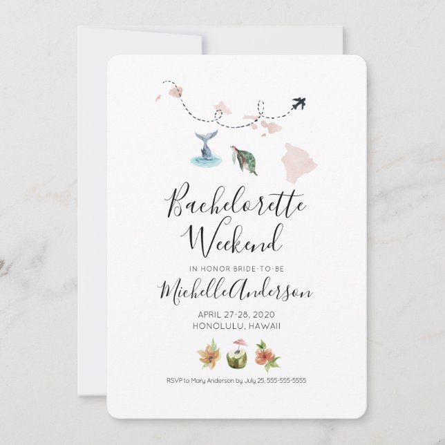 Bachelorette Weekend em Honolulu Hawaii Convite (Frente)
