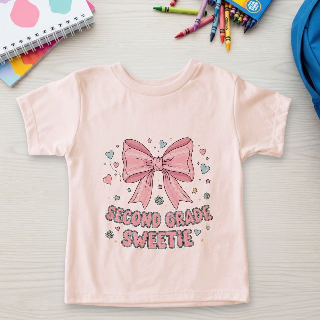 Back to School Kids T-shirt with Pink Bow  (Criador carregado)