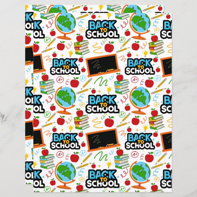 Back to School Scrapbook Paper (Frente/Verso)