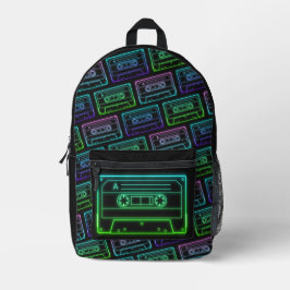 Backpack Com Padrão De Cassete Neon Multicolor