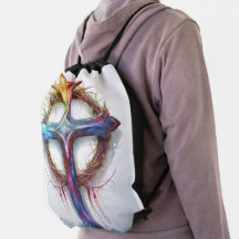 Cruzamento colorido cristão sobre a coroa dos espi