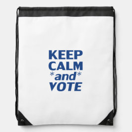 Backpacks mantenha a calma e vote azul moderno tipografia de
