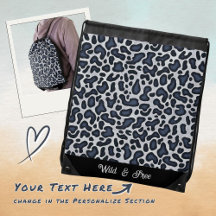Padrão de Pele de Leopardo Jeans Azul Cinza -