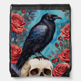 Backpacks Raven Sobre O Fundo Do Teto De Rosas vermelhas Crâ