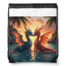 Summer Dragon Love Drawstring Backpack
