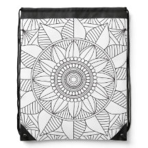 Trendy Black and White Geométrico Floral Mandala