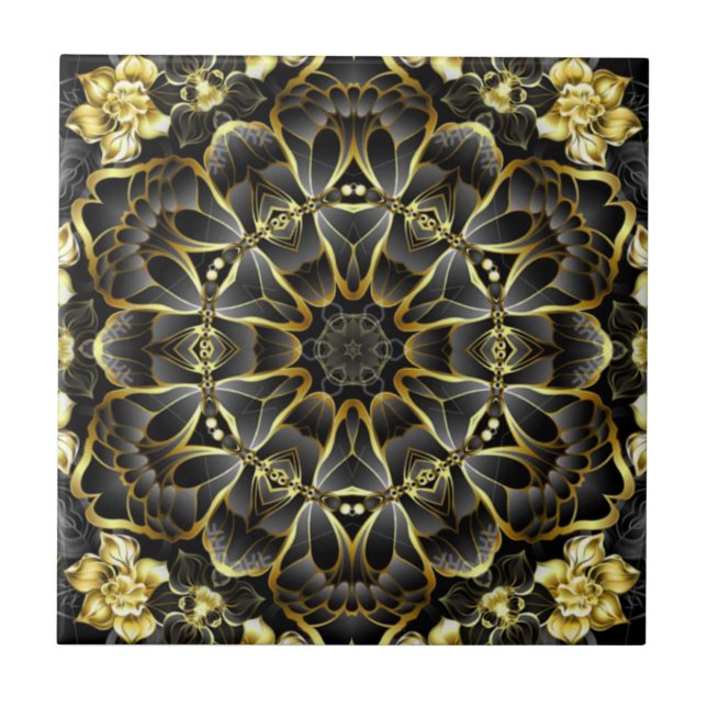 Backsplash da Cozinha Dourada/Preta ~ Cores Tuscan (Frente)