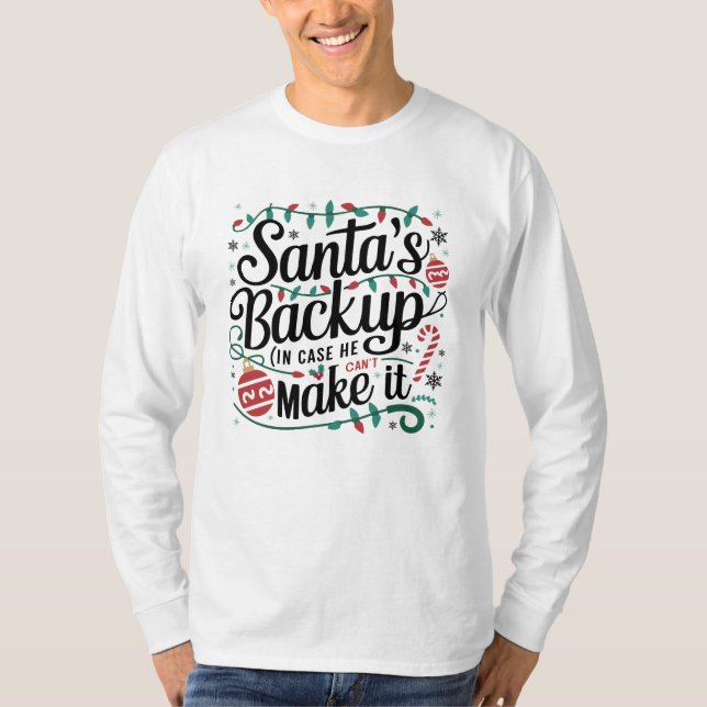 Backup de papais noeis | Camisetas de Natal da Fam (Frente)