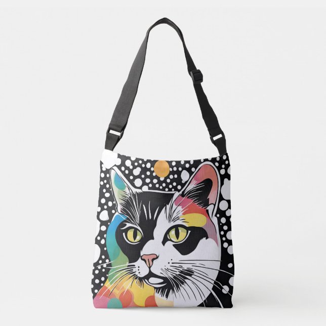 Bag de Tote de Bolinhas de Gato Coloridas (Frente)