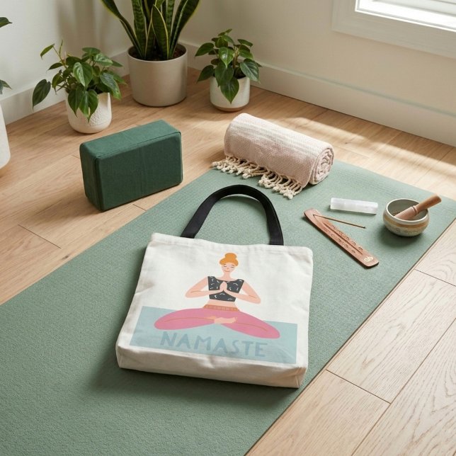 Bag de Tote de Grama de Ilustração do Namaste (Criador carregado)
