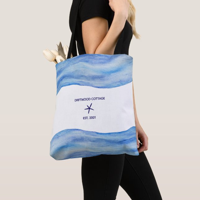Bag de Tote de Wave Beach House de Aquarela Person (Close Up)