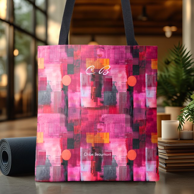 Bag de Tote Personalizada de Abstrato Rosa Vibrant (Criador carregado)