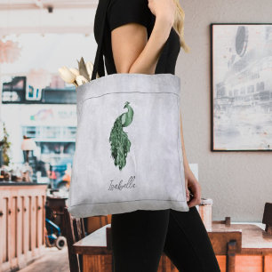 Bag de Tote Personalizada Pavão Verde Elegante